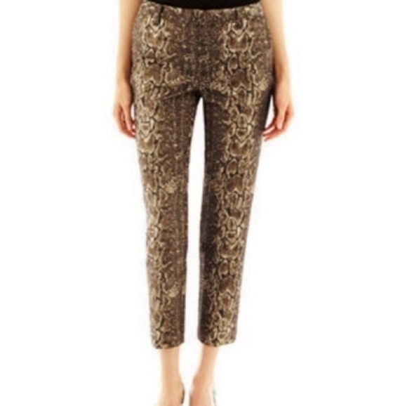 Worthington Black & Gold Snake Print Nightout Evening Ankle Pants - Picture 1 of 12